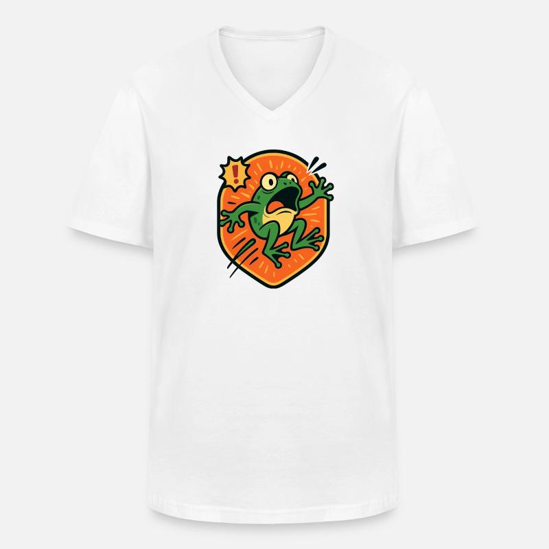Panikfrosch-Abzeichen - Männer-T-Shirt mit V-Ausschnitt - Weiß