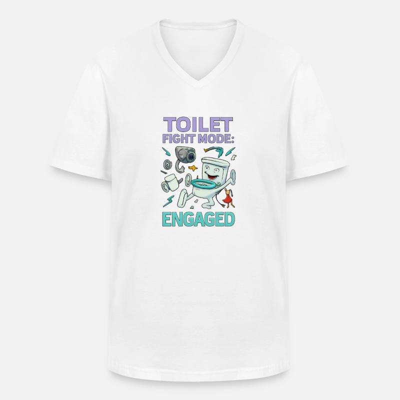 Toilettenkampf-Modus – Absurdes Hirnfäule-Design - Männer-T-Shirt mit V-Ausschnitt - Weiß