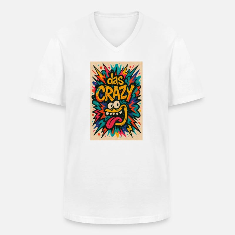 Buntes Comic-Design mit Cartoon-Motiv das Crazy  - Männer-T-Shirt mit V-Ausschnitt - Weiß