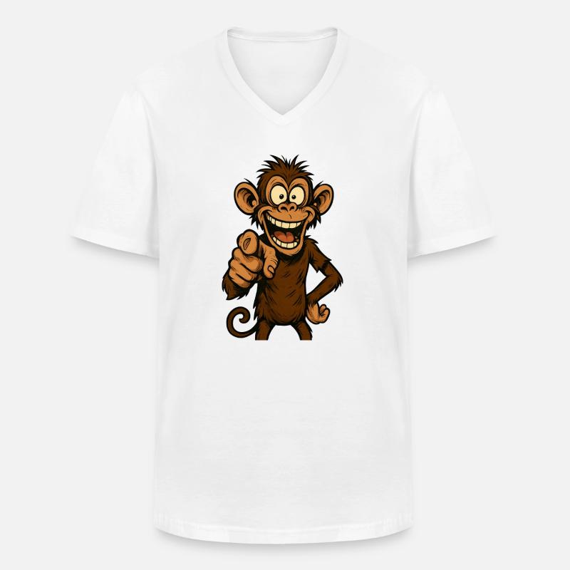 Verspielter Affe mit Lächeln - Männer-T-Shirt mit V-Ausschnitt - Weiß