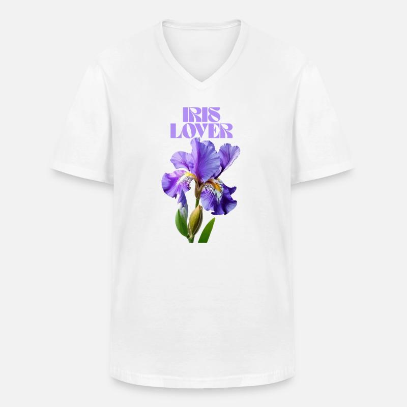 Lila Irisblume Botanisches Design - Männer-T-Shirt mit V-Ausschnitt - Weiß