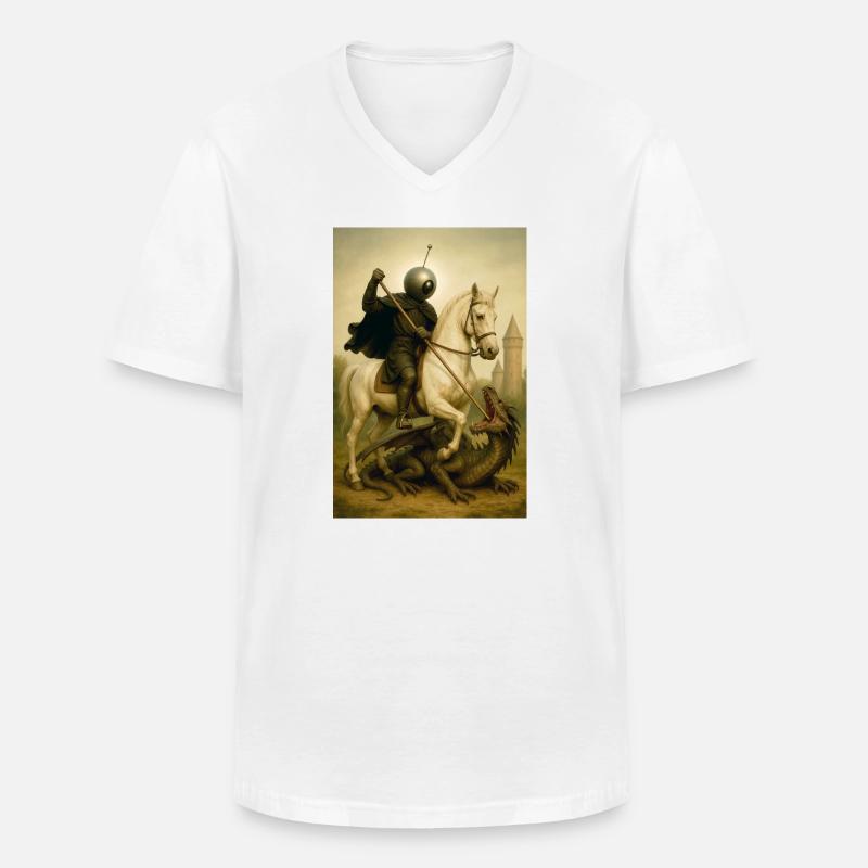 St. Georg der Bot - Männer-T-Shirt mit V-Ausschnitt - Weiß