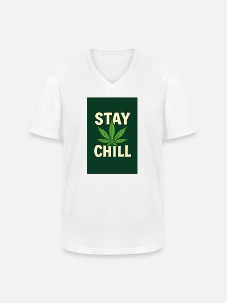 Stay Chill Cannabis Leaf - Men's V-Neck T-Shirt - white