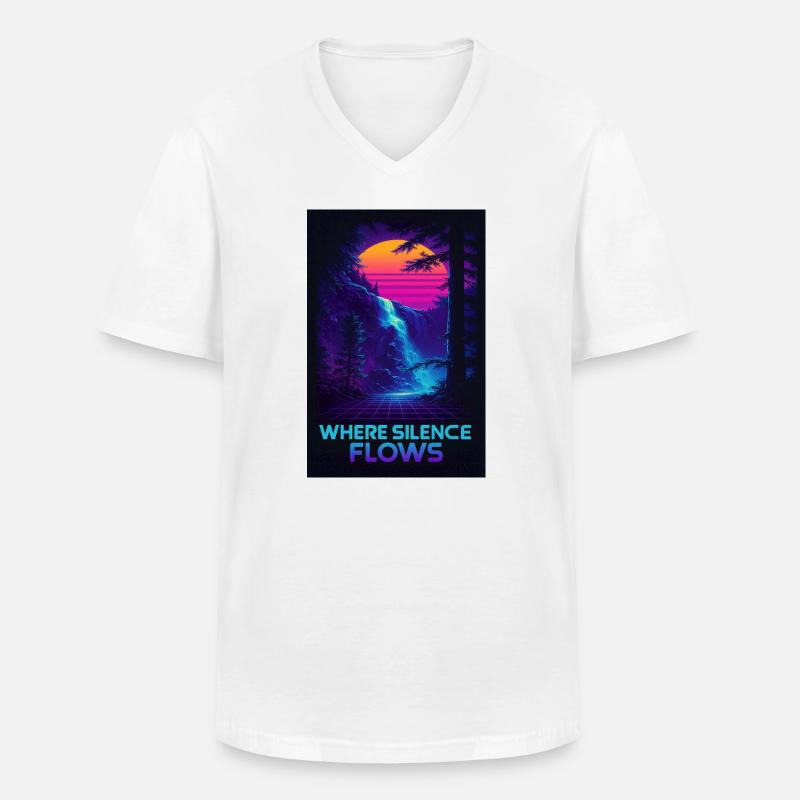 Where Silence Flows Neon Gorge - Männer-T-Shirt mit V-Ausschnitt - Weiß