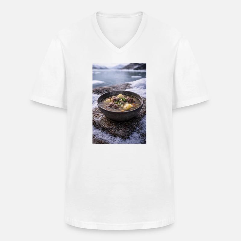 Suaasat - Männer-T-Shirt mit V-Ausschnitt - Weiß