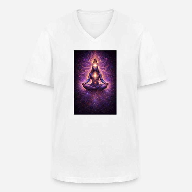 Kosmische Chakra-Meditation - Männer-T-Shirt mit V-Ausschnitt - Weiß
