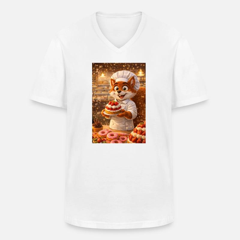 Herr l'écureuil Konditor, Gourmetatmosphäre - Männer-T-Shirt mit V-Ausschnitt - Weiß