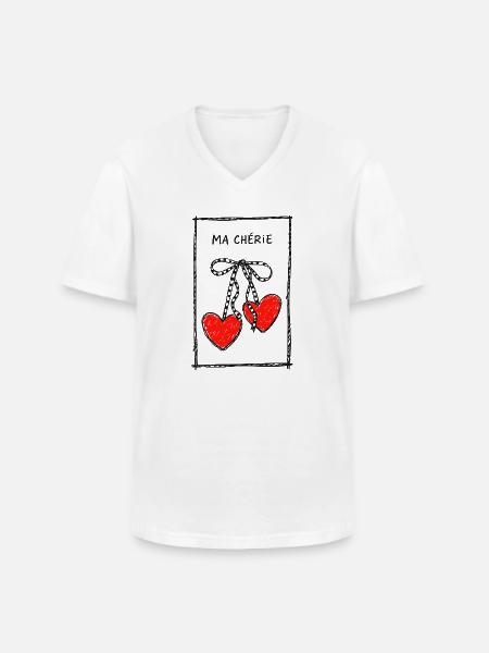 Ma Chérie Herzenkette - Männer-T-Shirt mit V-Ausschnitt - Weiß