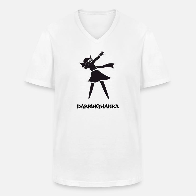 DABBING HANKA - Männer-T-Shirt mit V-Ausschnitt - Weiß