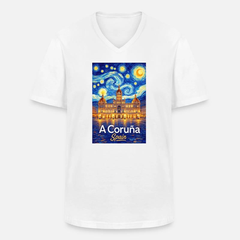 A Coruna Spain - Männer-T-Shirt mit V-Ausschnitt - Weiß