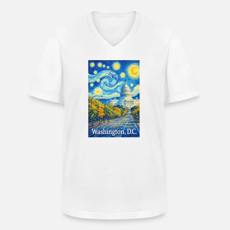 Washington, D.C. - Männer-T-Shirt mit V-Ausschnitt - Weiß