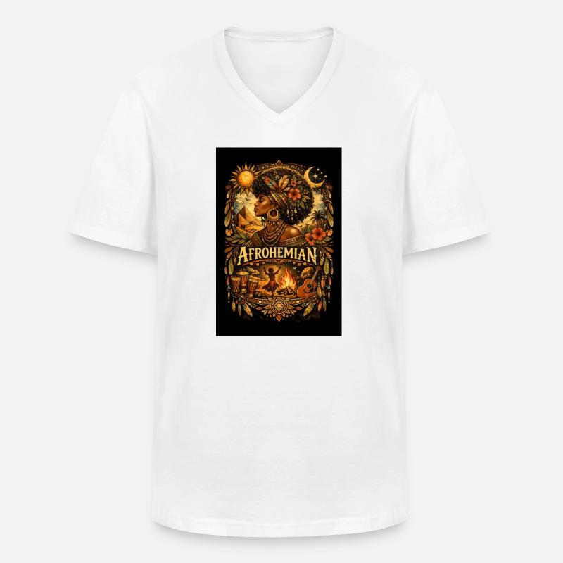 Afrohemisches Feuerritual - Männer-T-Shirt mit V-Ausschnitt - Weiß