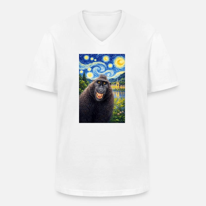 Makake Sternennacht - Männer-T-Shirt mit V-Ausschnitt - Weiß