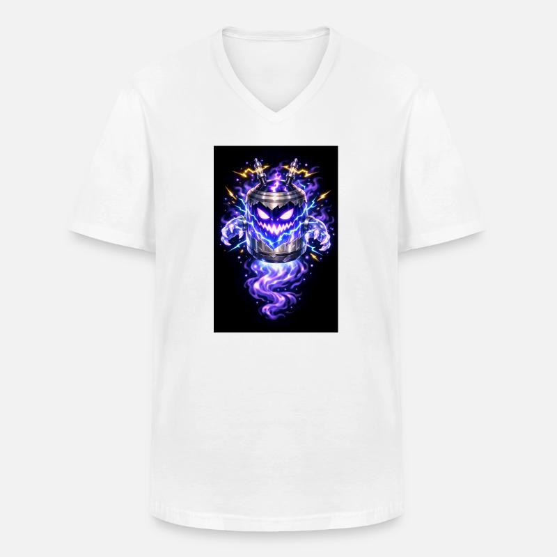 Blitzkürbis Dämon - Männer-T-Shirt mit V-Ausschnitt - Weiß