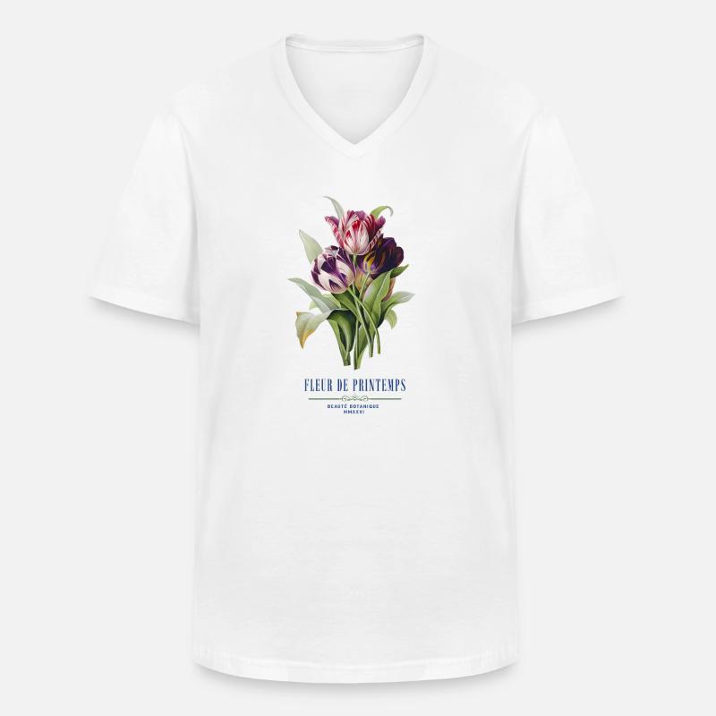 Tulip Bloom Fleurs de Printemps - Men's V-Neck T-Shirt - white