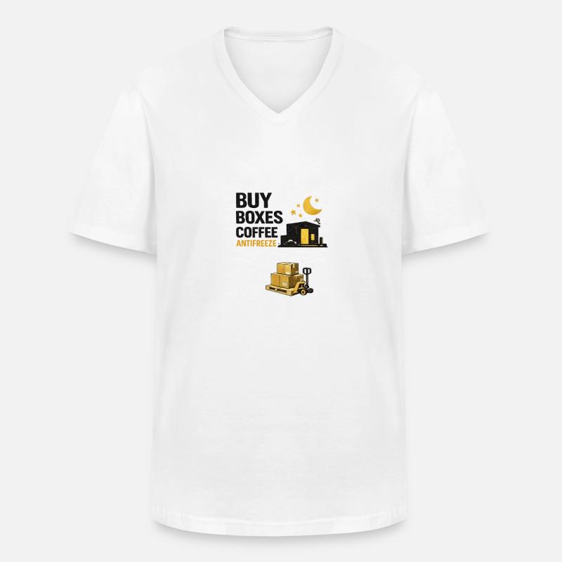 Nachtschicht-Boxen Kaffee-Antikühlmittel - Männer-T-Shirt mit V-Ausschnitt - Weiß