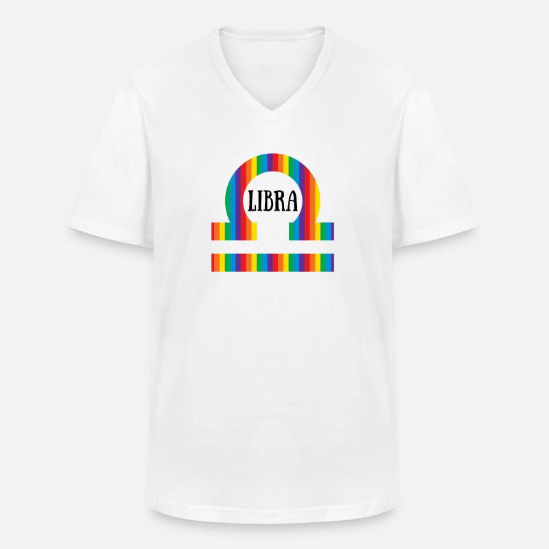 Waage Regenbogen - Männer-T-Shirt mit V-Ausschnitt - Weiß