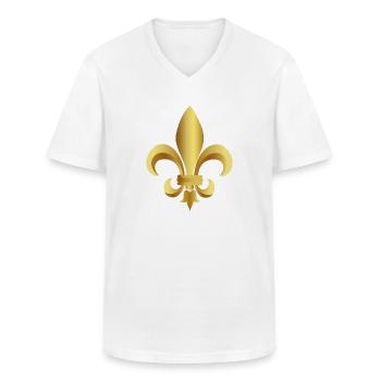 Fleur de lys - T-shirt col V Homme - blanc - Devant - AI Model Male 185 light (185cm)