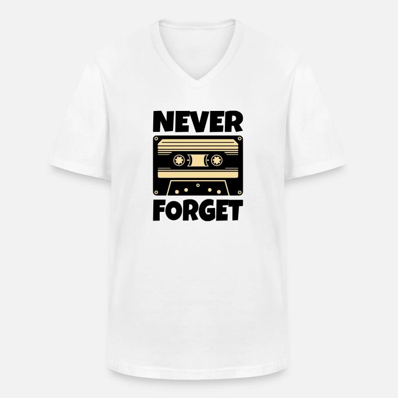 Kassette Retro Never Forget - Männer-T-Shirt mit V-Ausschnitt - Weiß