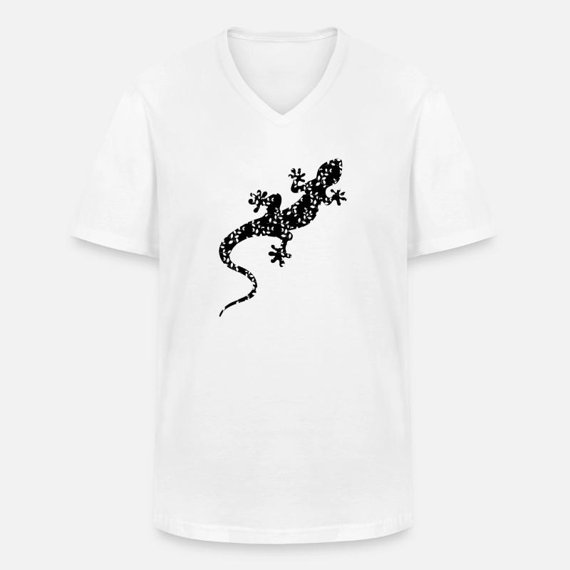 Gemusterte Eidechse - Männer-T-Shirt mit V-Ausschnitt - Weiß