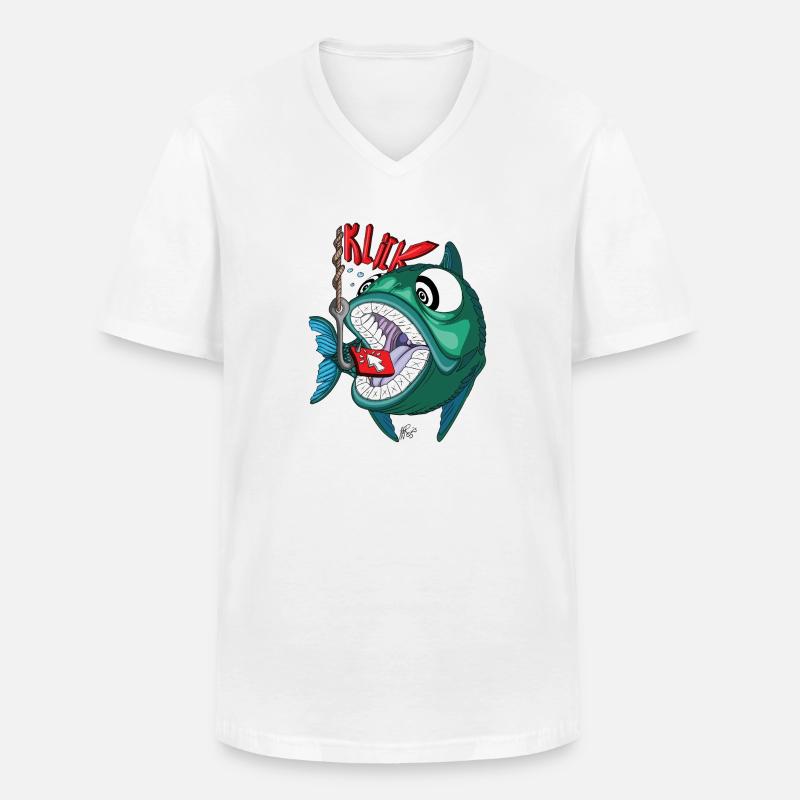 Klick Bait - Männer-T-Shirt mit V-Ausschnitt - Weiß