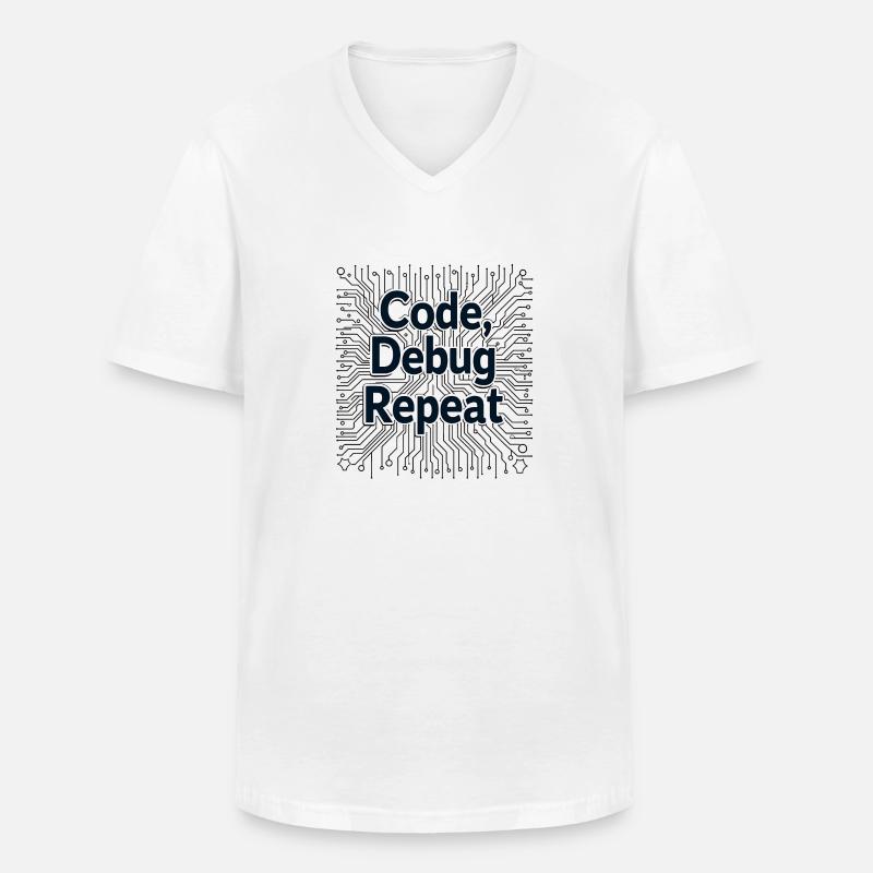 Code Debug Repeat - Software Engineer - Männer-T-Shirt mit V-Ausschnitt - Weiß