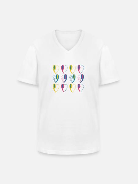 Imprimé numéro2. - T-shirt col V Homme - blanc