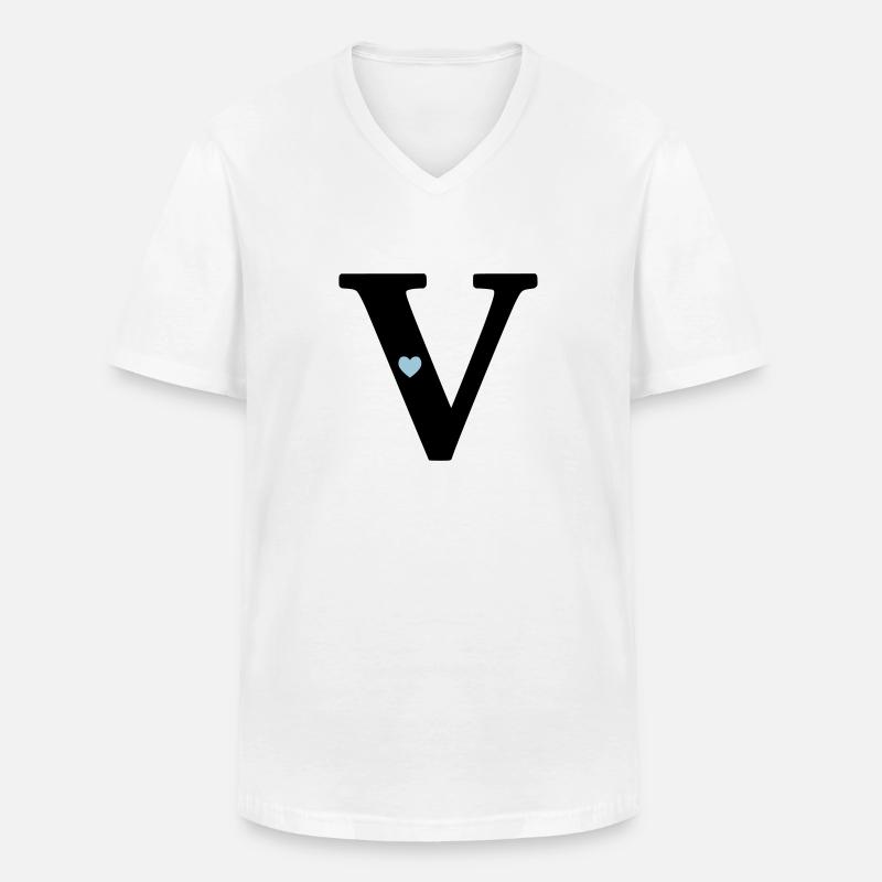 Buchstabe V Anfangsbuchstabe - Männer-T-Shirt mit V-Ausschnitt - Weiß