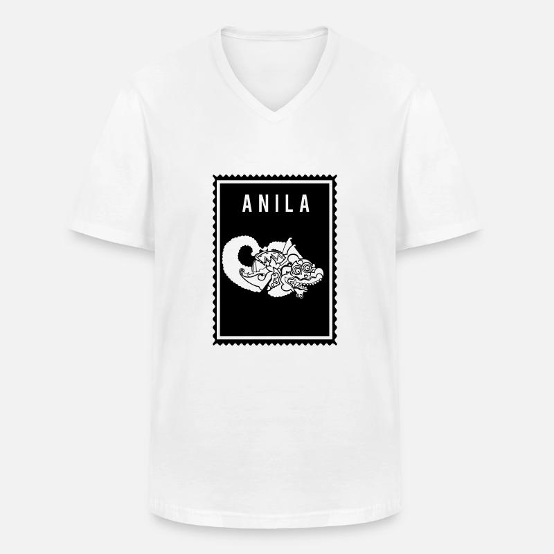 Anila - Wayang - Männer-T-Shirt mit V-Ausschnitt - Weiß