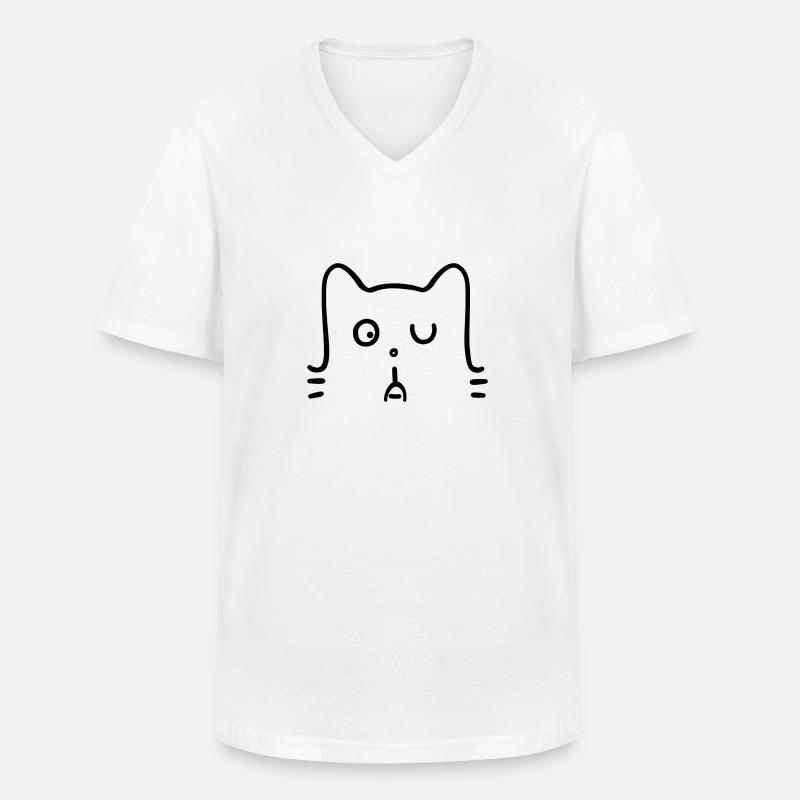 Gato - Maglietta da uomo classica con scollo a V - bianco