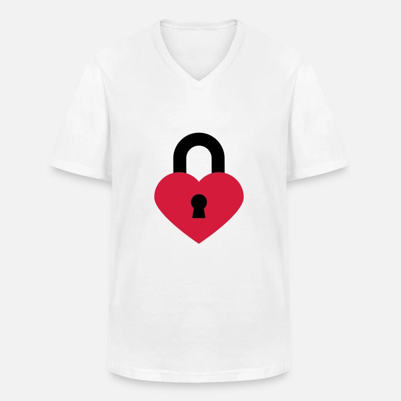 herzschloss_2c - Männer-T-Shirt mit V-Ausschnitt - Weiß