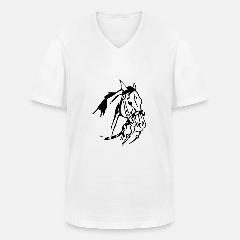 Westernpferd - Männer-T-Shirt mit V-Ausschnitt - Weiß