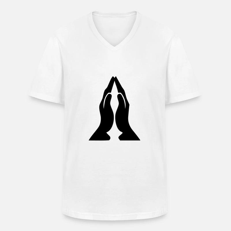 praying_hands_01 - Männer-T-Shirt mit V-Ausschnitt - Weiß