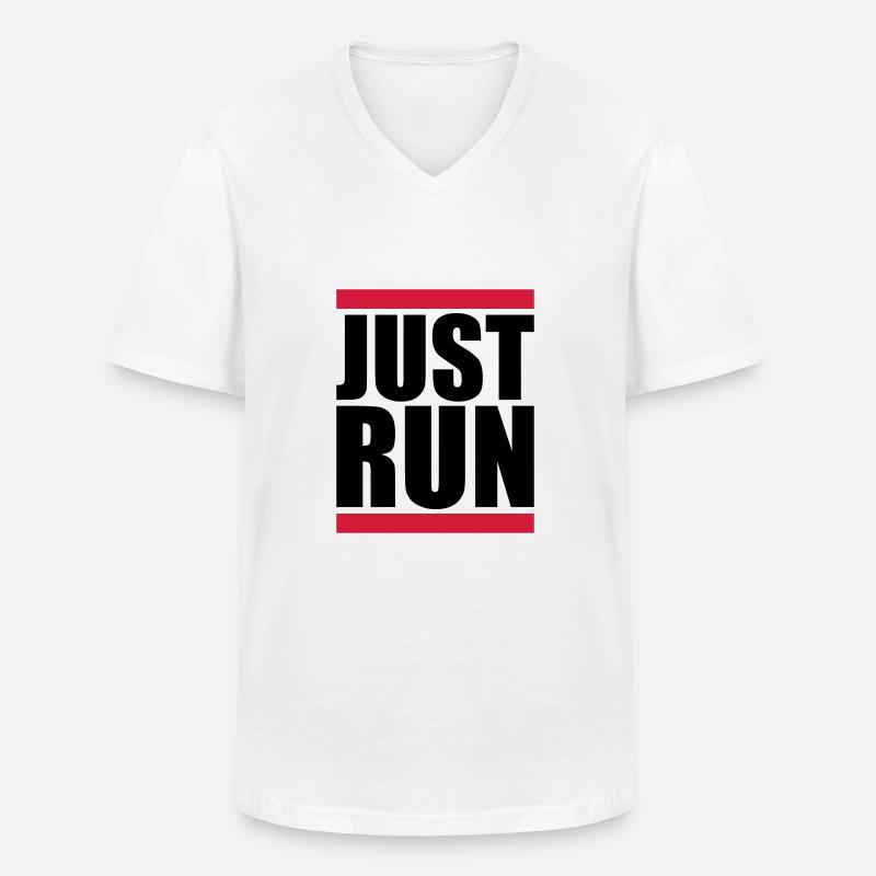 Just Run Balken Logo - Männer-T-Shirt mit V-Ausschnitt - Weiß