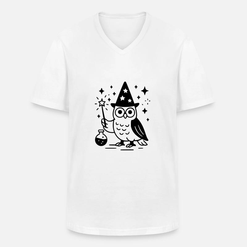 Der Eulenzauberer - Männer-T-Shirt mit V-Ausschnitt - Weiß