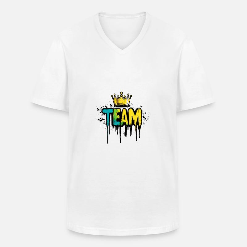 Team Klecks Krone - Männer-T-Shirt mit V-Ausschnitt - Weiß