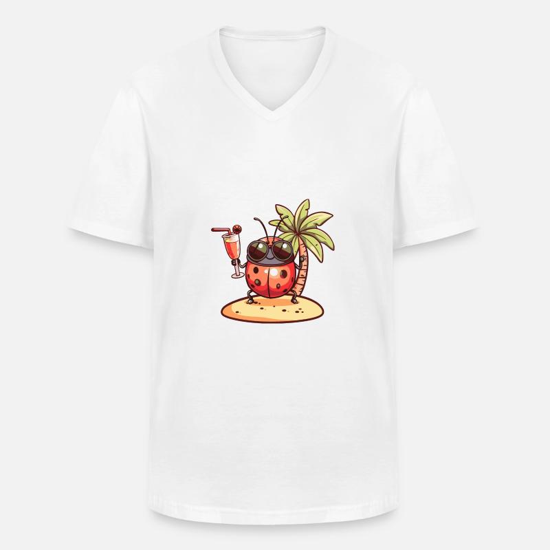 Marienkäfer Sommer Strand Comic - Männer-T-Shirt mit V-Ausschnitt - Weiß
