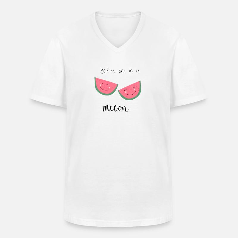 Melone Spruch Gesicht - Männer-T-Shirt mit V-Ausschnitt - Weiß