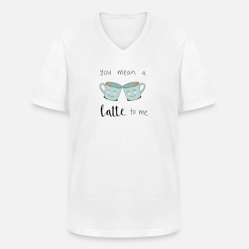 Latte Kaffee - Männer-T-Shirt mit V-Ausschnitt - Weiß