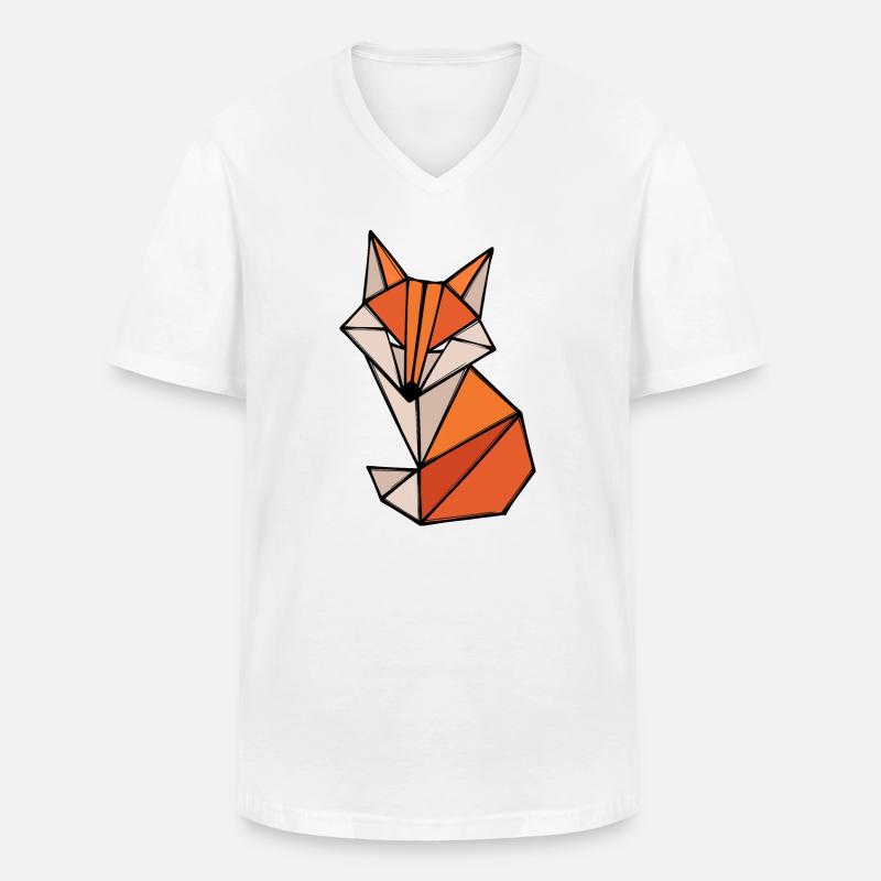 Fuchs Polygon Geometry Abstract Art Creative - Men's V-Neck T-Shirt - white