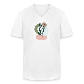 Style bohème minimaliste - T-shirt col V Homme - blanc - Devant - AI Model Male 185 light (185cm)