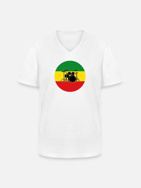 Reggae-Trommeln Silhouette - Männer-T-Shirt mit V-Ausschnitt - Weiß