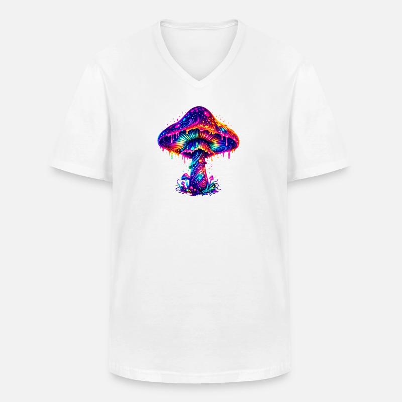 Psychedelischer Regenbogenpilz - Männer-T-Shirt mit V-Ausschnitt - Weiß