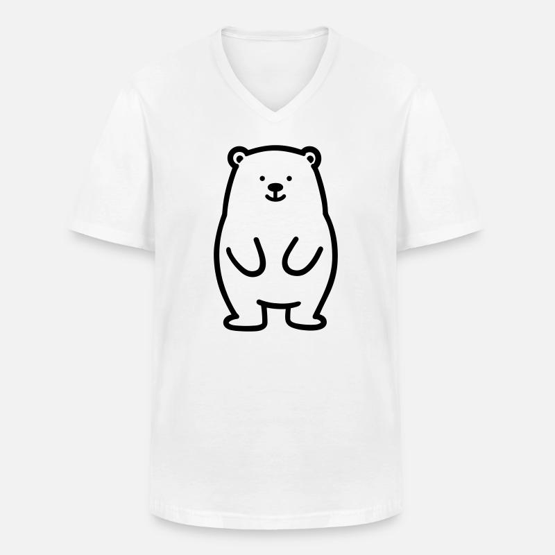 Bärenjunges - Männer-T-Shirt mit V-Ausschnitt - Weiß