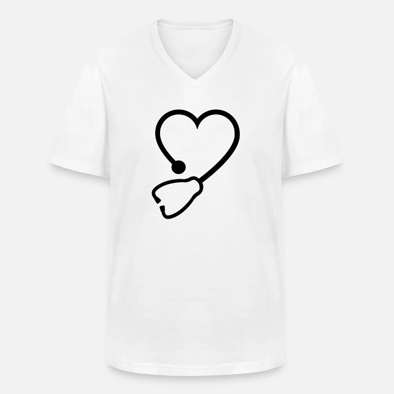 Stethoskop - Männer-T-Shirt mit V-Ausschnitt - Weiß