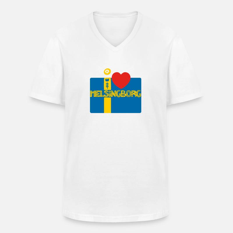 Helsingborg - Männer-T-Shirt mit V-Ausschnitt - Weiß