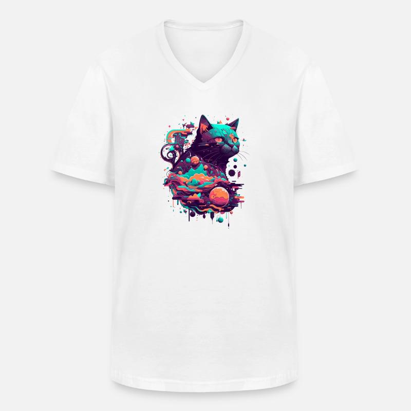 vector katze 2 0 - Männer-T-Shirt mit V-Ausschnitt - Weiß