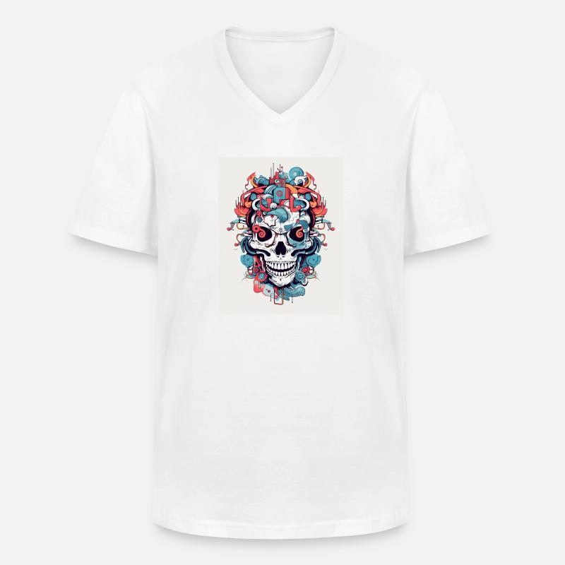 farbenfroher Knochen - Männer-T-Shirt mit V-Ausschnitt - Weiß