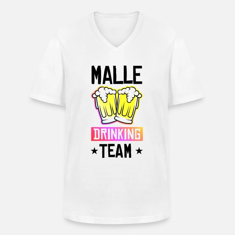 Malle Drinking Team - Männer-T-Shirt mit V-Ausschnitt - Weiß