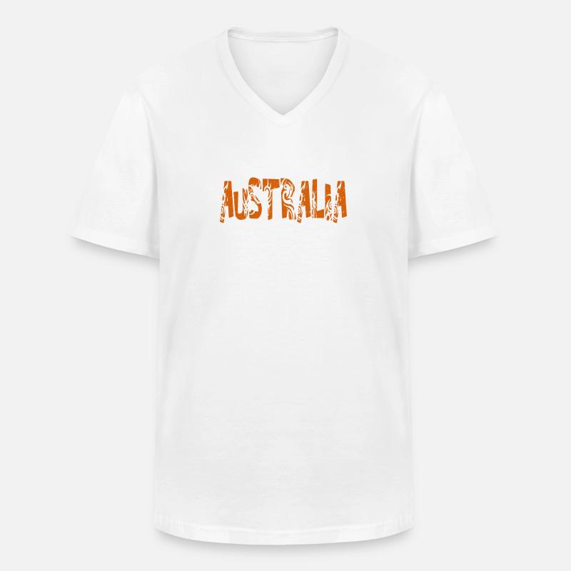 AUSTRALIA - Männer-T-Shirt mit V-Ausschnitt - Weiß